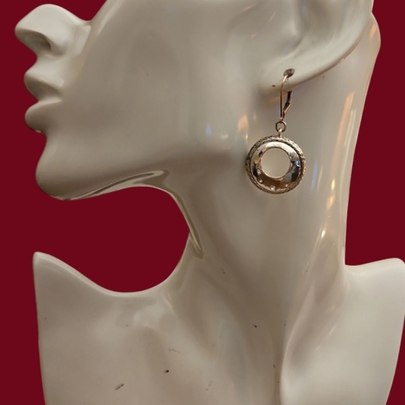 Vintage Mod Round Dangle Leverback Earrings - Picture 1 of 5